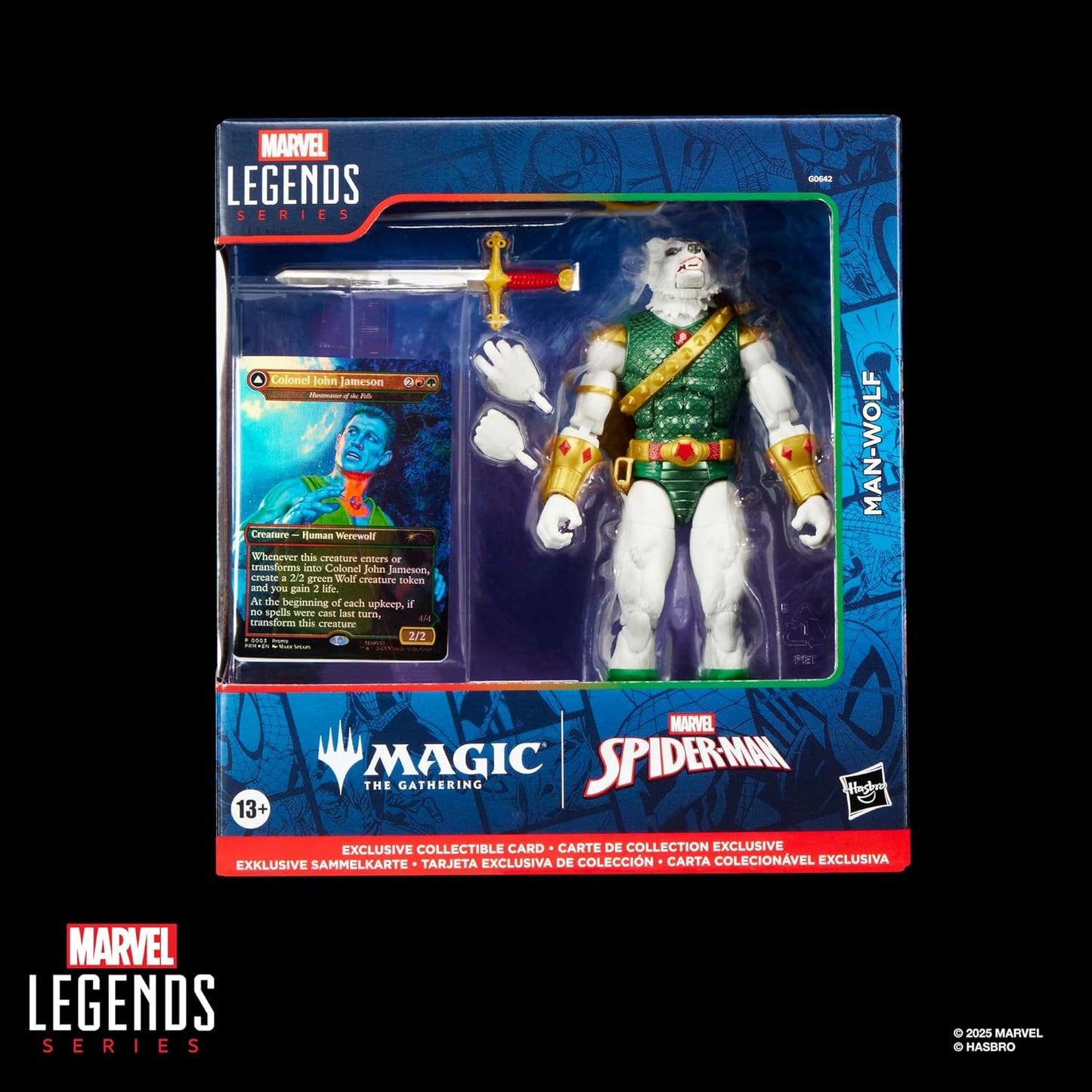 Marvel Legends Series Magic: The Gathering Man-Wolf, 6-Inch Spider-Man Action Figure Toy & Exclusive Foil Collectible Card Game Trading Card